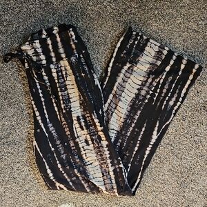 Black and Cream Tie-Dye Wide Pants